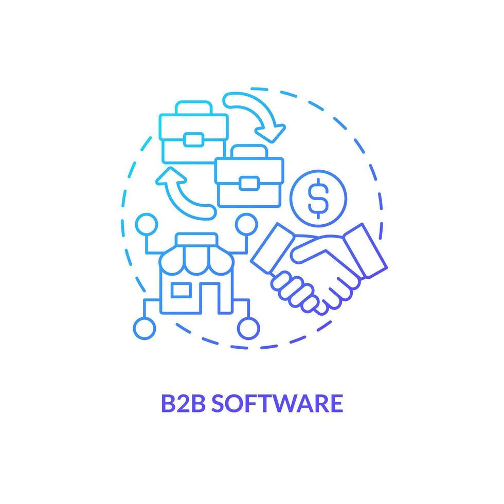 B2B software blue gradient concept icon. Business processes digitization. Best startup industry abstract idea thin line illustration. Isolated outline drawing vector