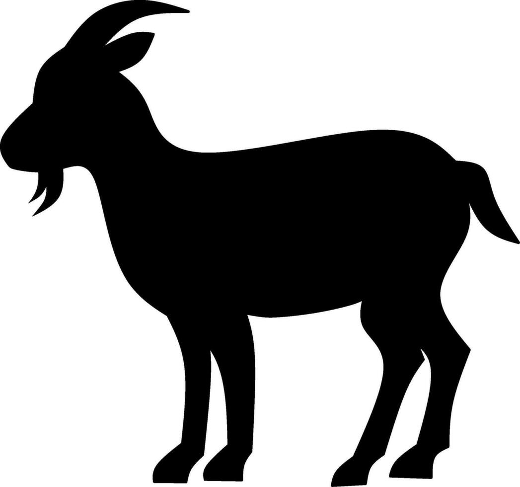 Goat icon vector illustration. Silhouette goat icon for livestock, food, animal and eid al adha event. Graphic resource for qurban design in islam and muslim culture