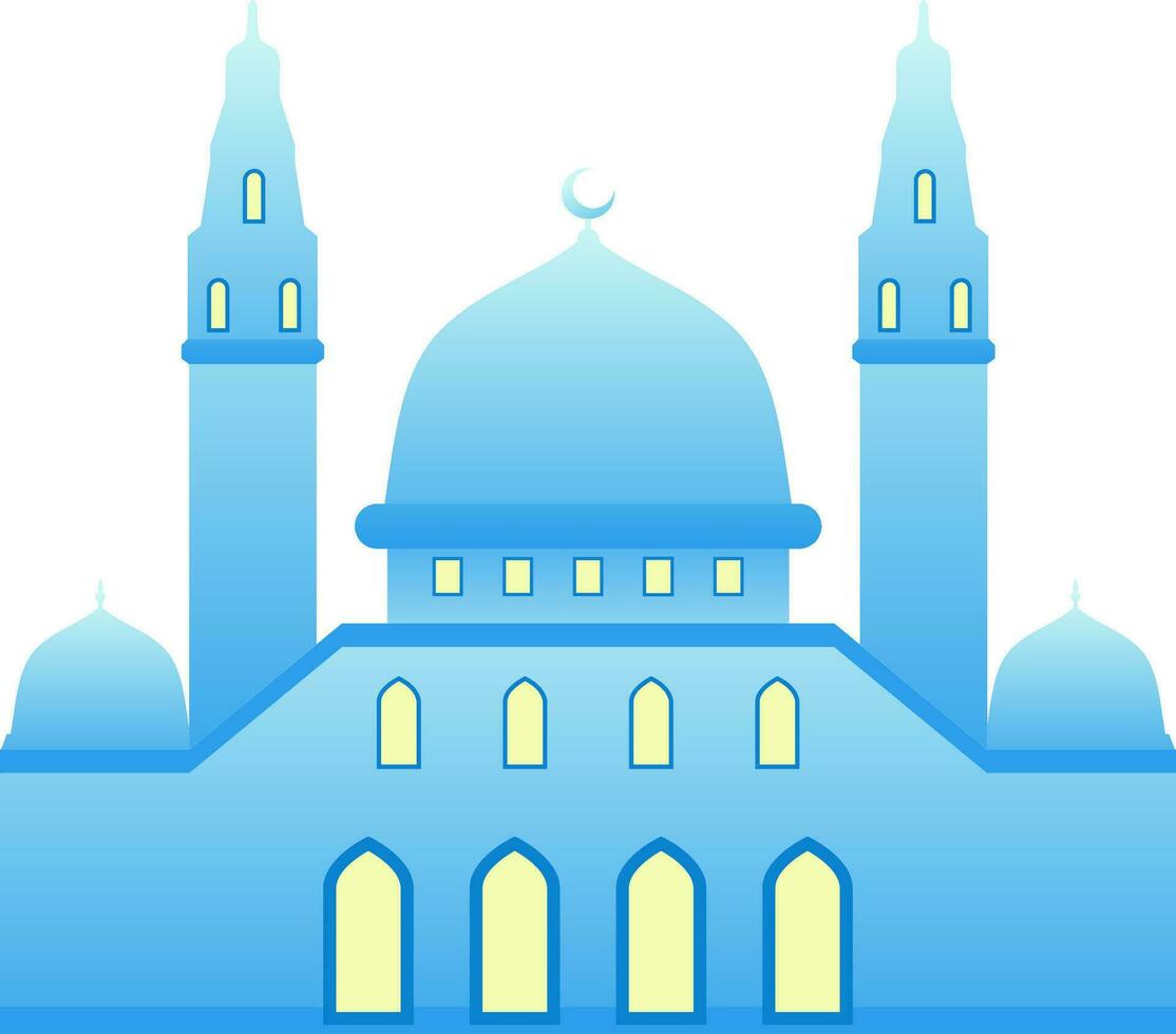 Mosque vector illustration. Shiny mosque icon for sign and symbol of muslim worship place. Mosque gradient icon of islam religion and muslim faith. Place of muslim to pray