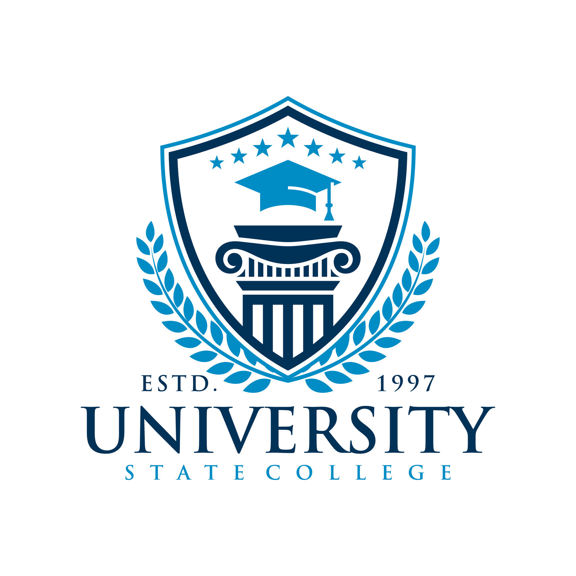 Education badge logo design. University high school emblem. Vector Logo ...