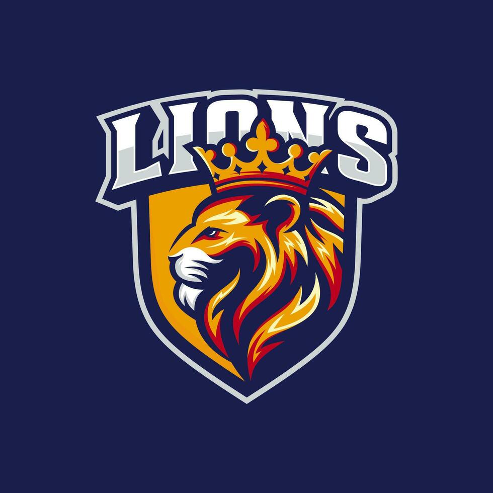 Lions mascot logo design illustration for sport or e-sport team vector