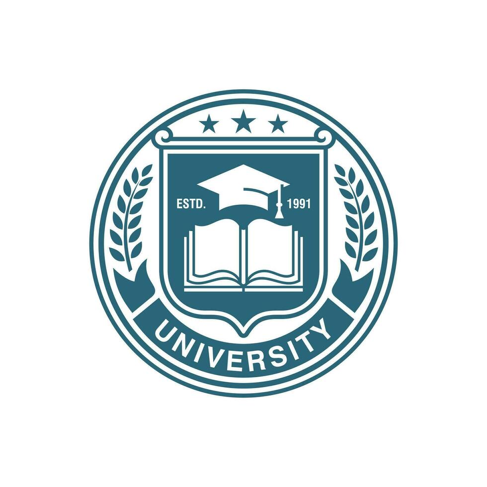 educación Insignia logo diseño. Universidad alto colegio emblema. vector logo modelo