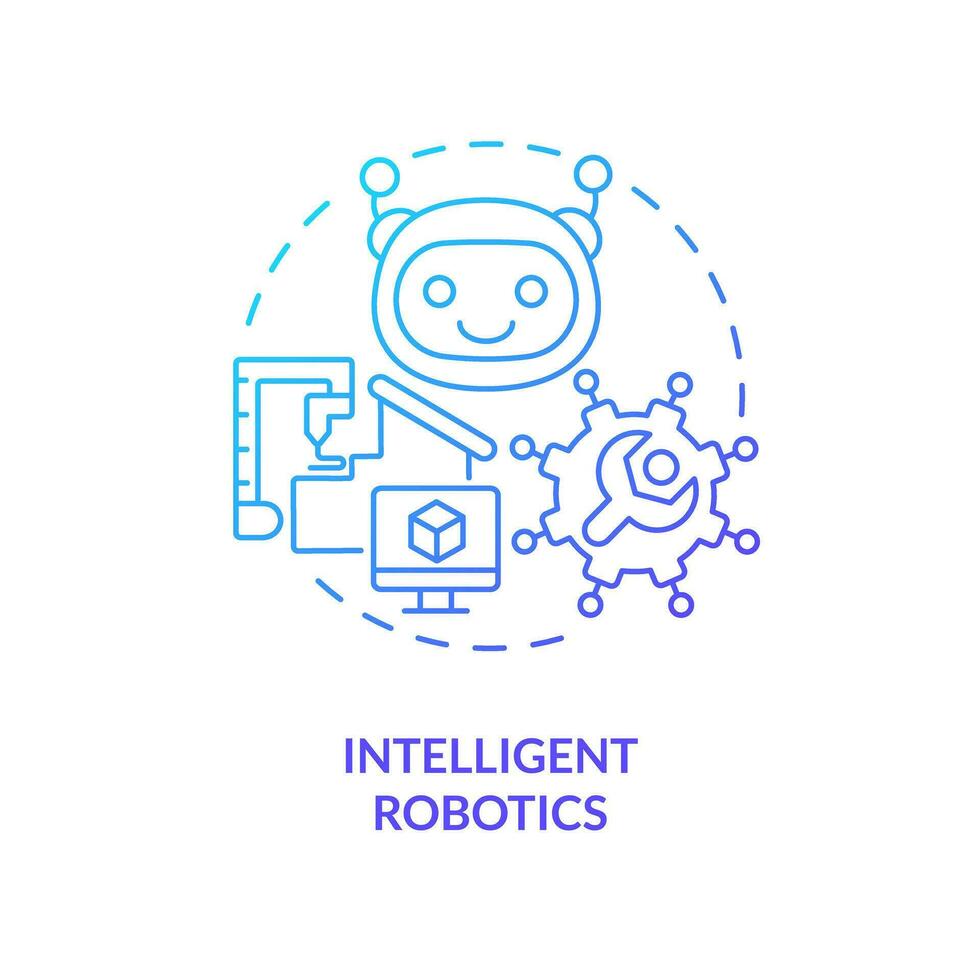 Intelligent robotics blue gradient concept icon. Industry automatization. Governmental IT funding abstract idea thin line illustration. Isolated outline drawing vector