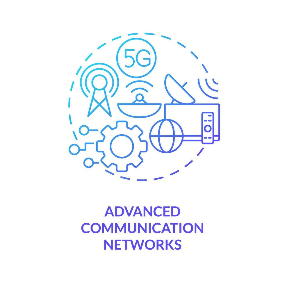 Advanced communication networks blue gradient concept icon. Connection tech. Governmental IT funding abstract idea thin line illustration. Isolated outline drawing vector