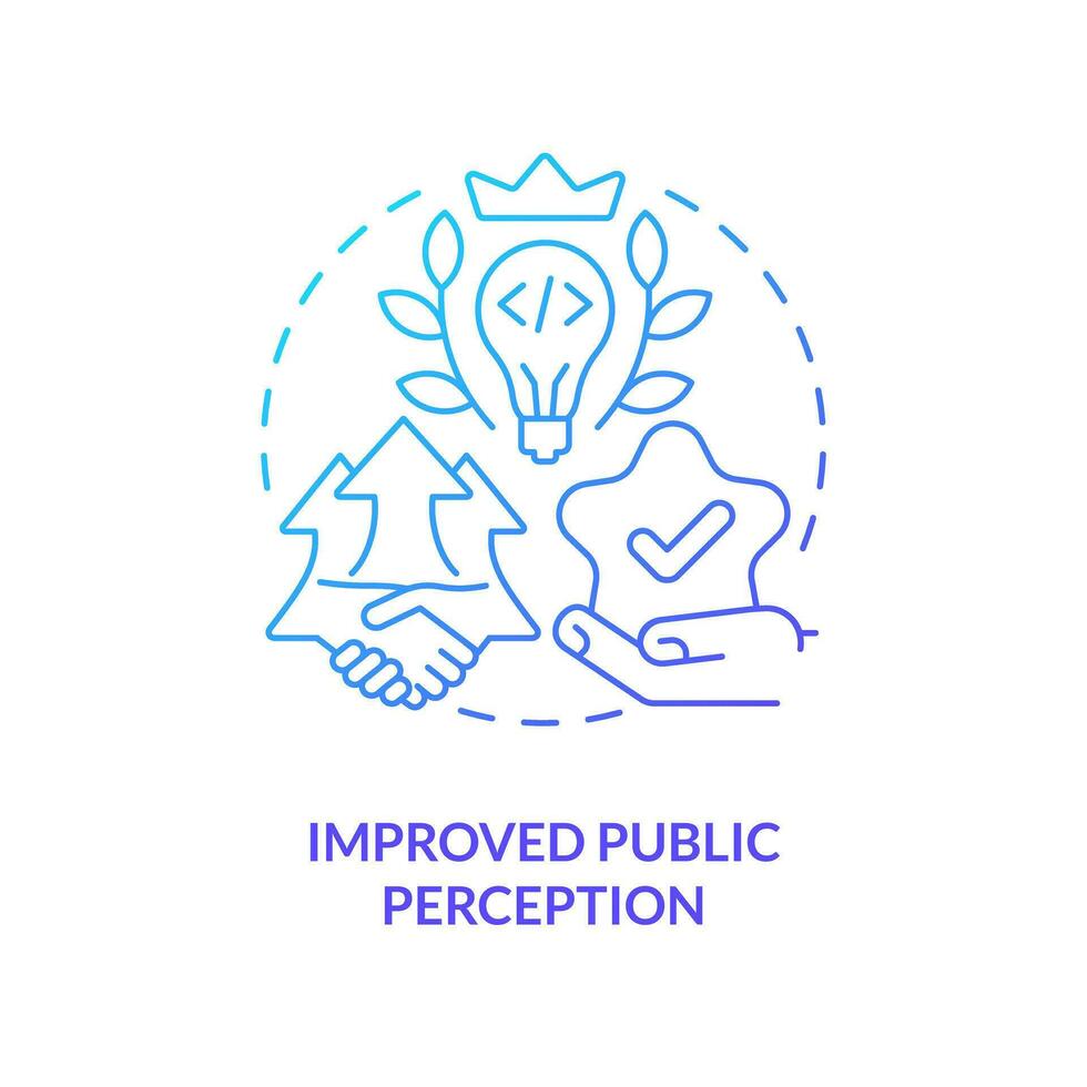 Improved public perception blue gradient concept icon. IT brand. Venture capital financing benefit abstract idea thin line illustration. Isolated outline drawing vector