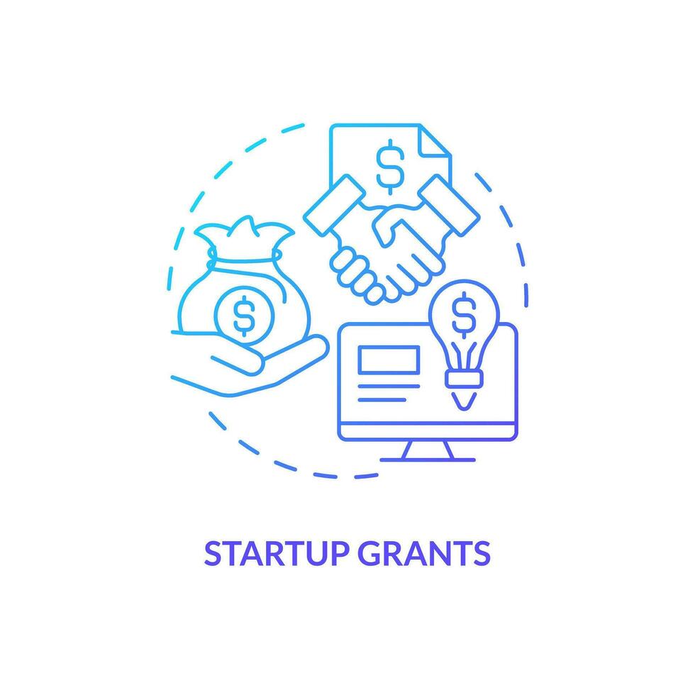 Startup grants blue gradient concept icon. Financial award. Tech business financing option abstract idea thin line illustration. Isolated outline drawing vector
