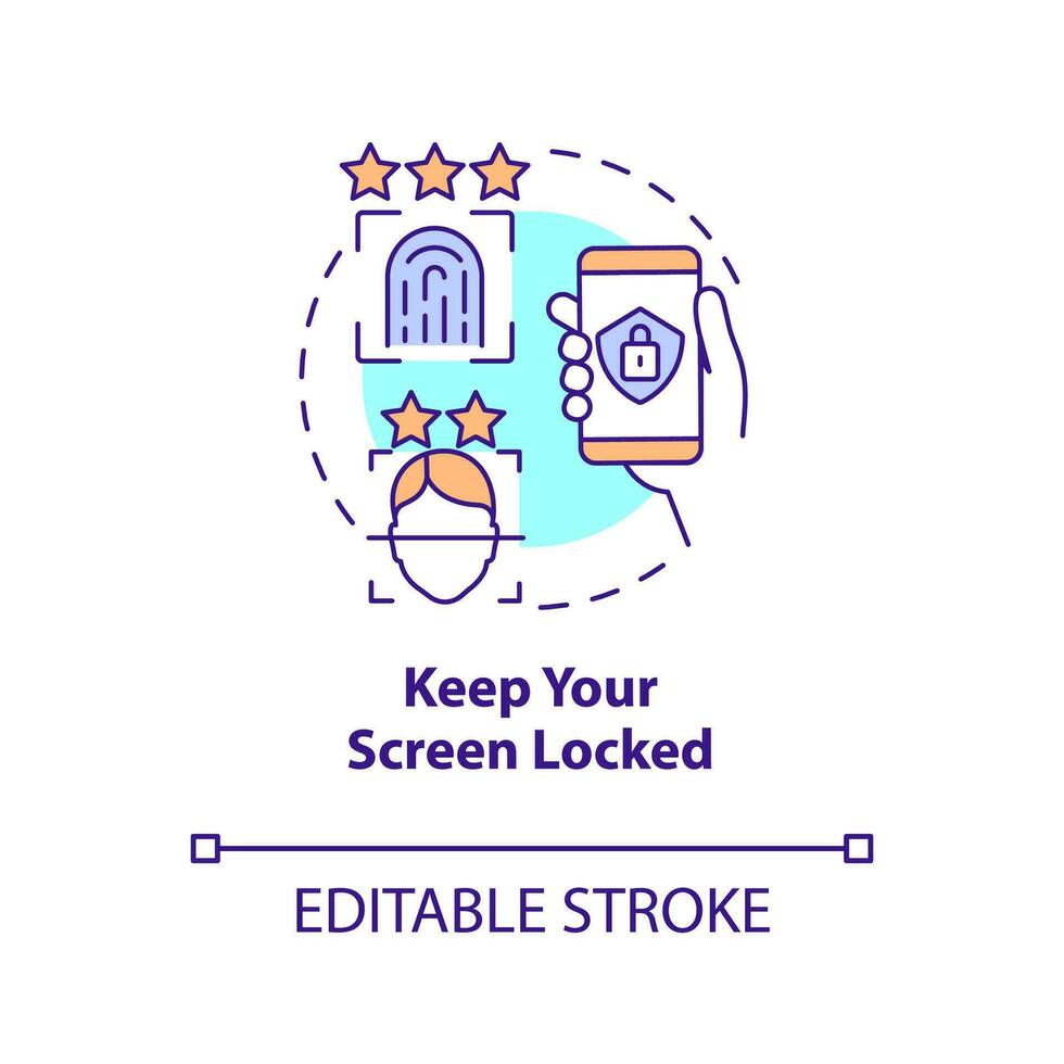 Keep your screen locked concept icon. Fingerprint scanner. Personal identification abstract idea thin line illustration. Isolated outline drawing. Editable stroke vector