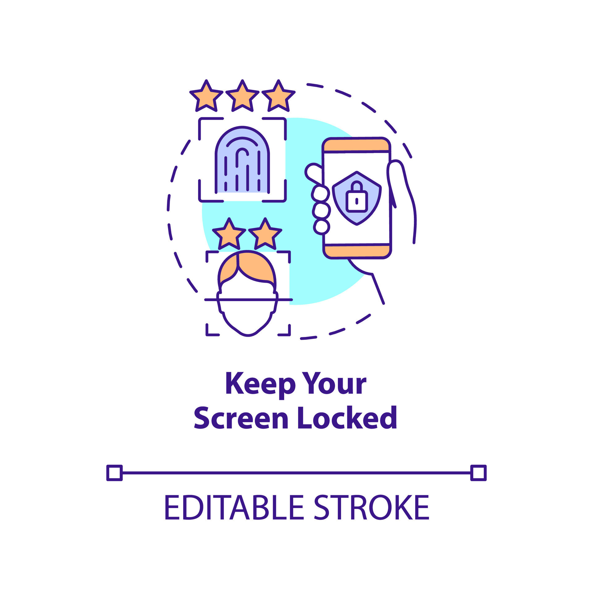 Keep your screen locked concept icon. Fingerprint scanner. Personal