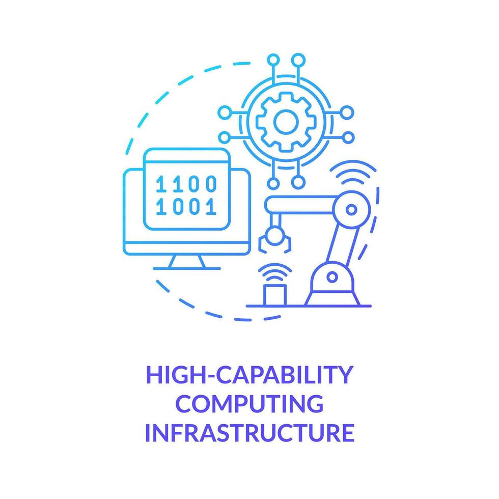 High capability computing infrastructure blue gradient concept icon. Governmental IT funding abstract idea thin line illustration. Isolated outline drawing vector