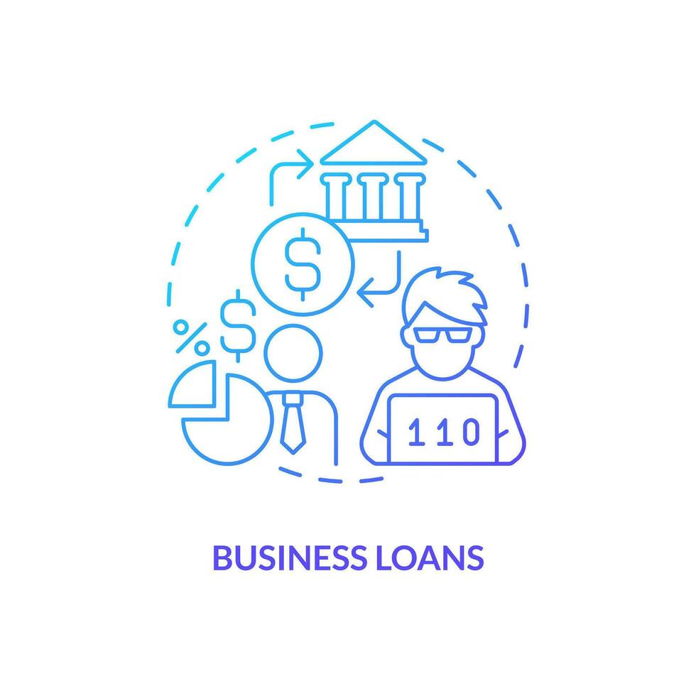 Business loans blue gradient concept icon. Support of entrepreneurs. Tech startup financing option abstract idea thin line illustration. Isolated outline drawing vector