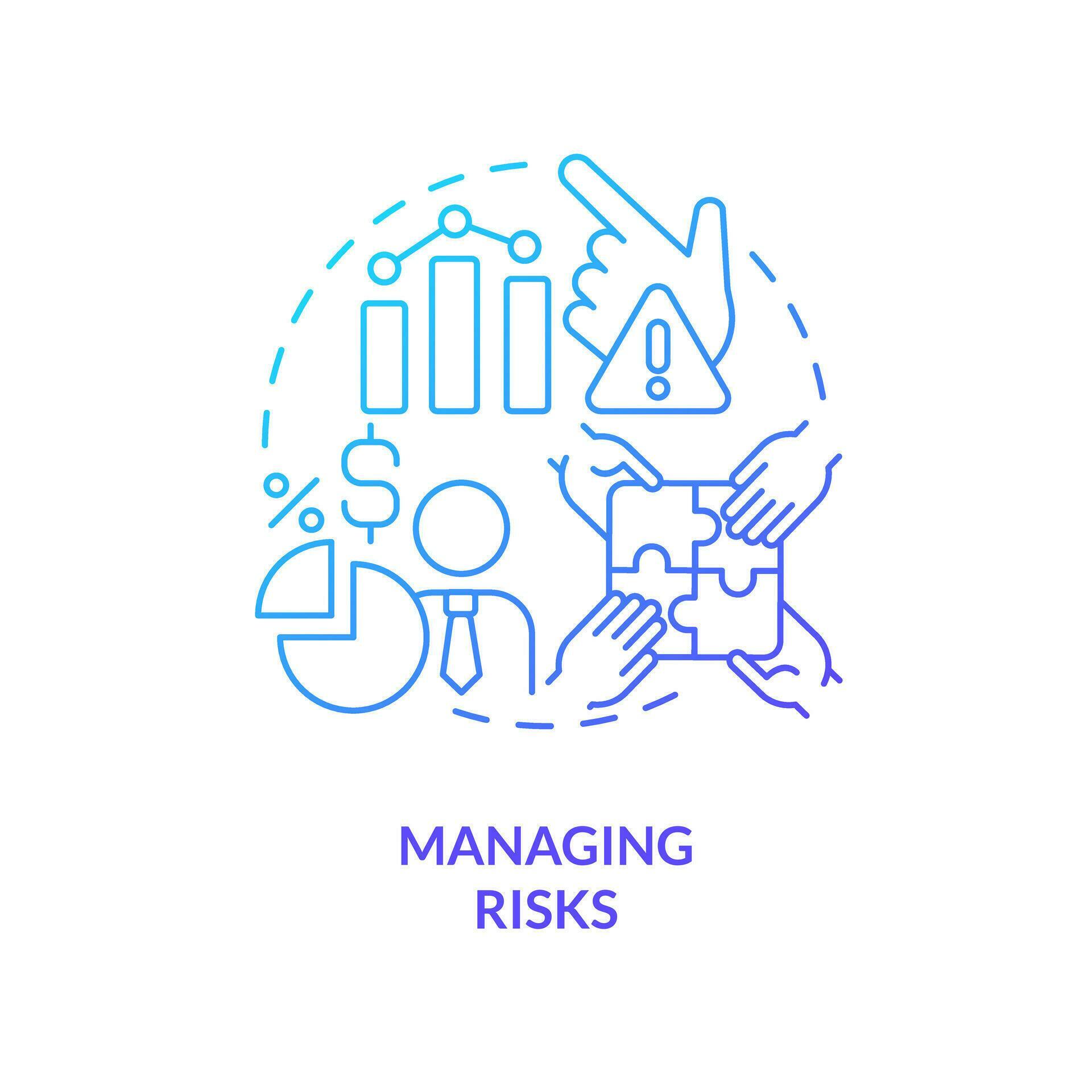 Managing risks blue gradient concept icon. Events prediction. Venture