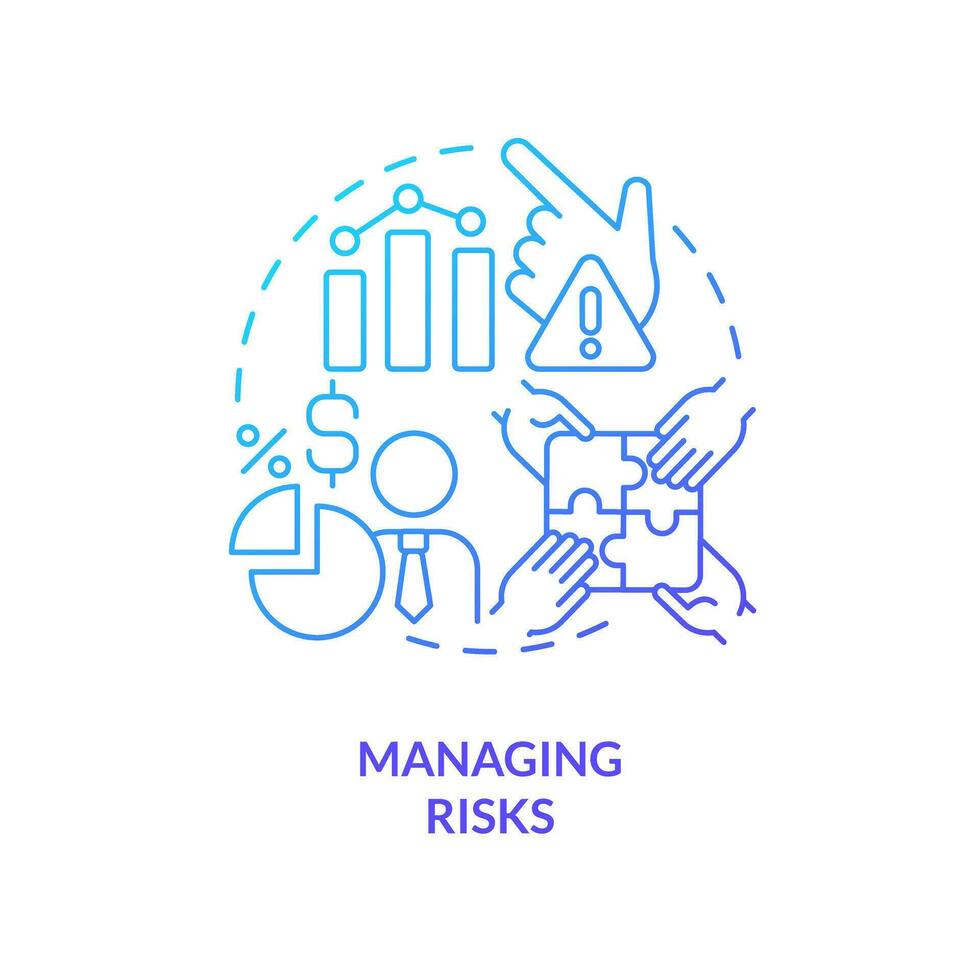 Managing risks blue gradient concept icon. Events prediction. Venture capital financing benefit abstract idea thin line illustration. Isolated outline drawing vector
