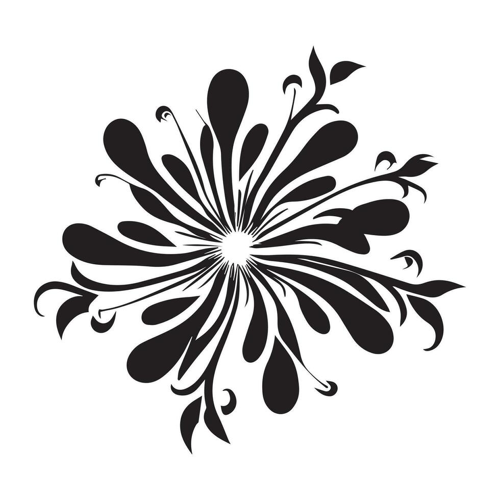 Floral Flower Vector Design Black Color Illustration