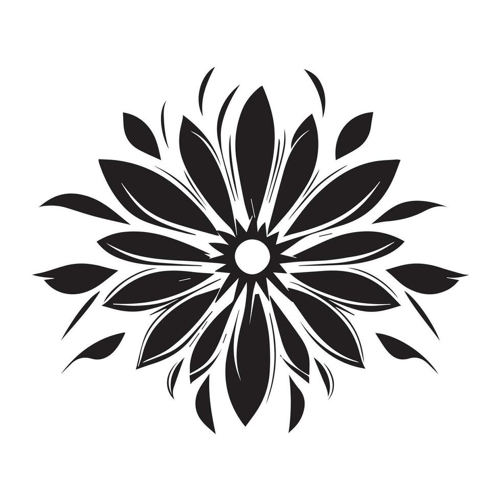 Floral Flower Vector Design Black Color Illustration