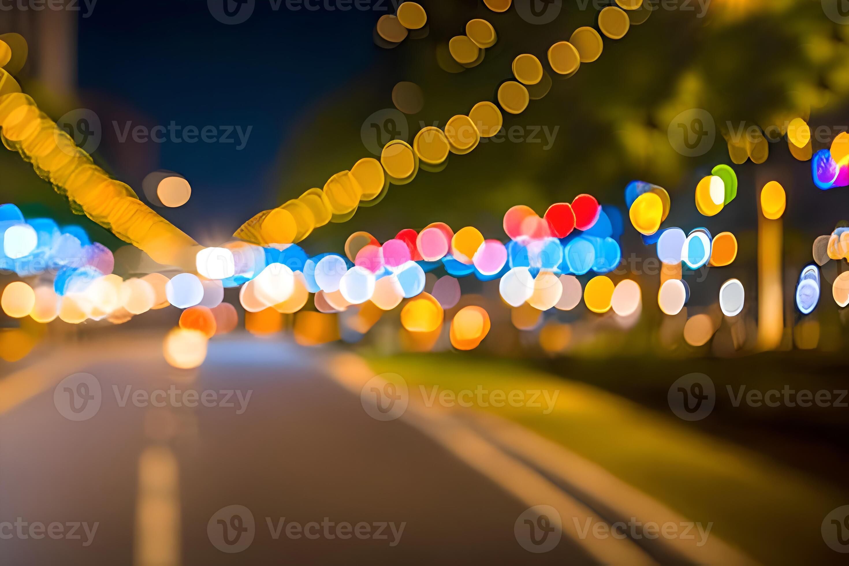 Blur or bokeh abstract lot of lighting at night city landscape