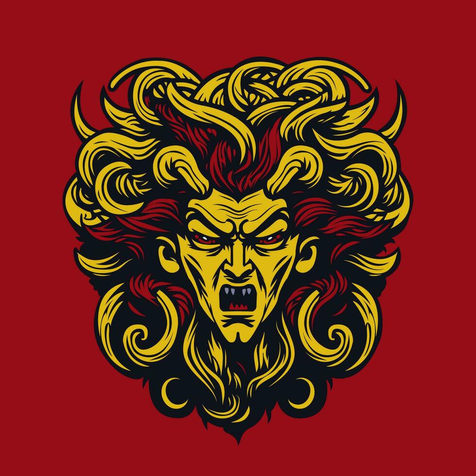 medusa cabeza mascota para logo juego Deportes camiseta vector