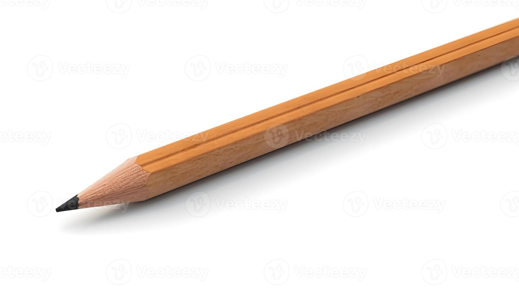 Sharp wooden pencil isolated on white studio shot. photo