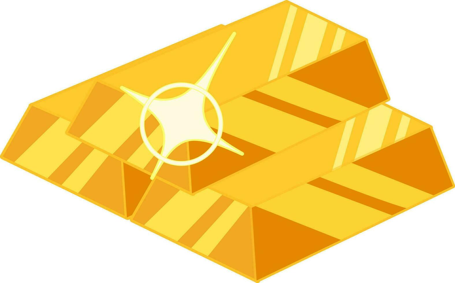 Gold bar ingot vector cartoon illustration