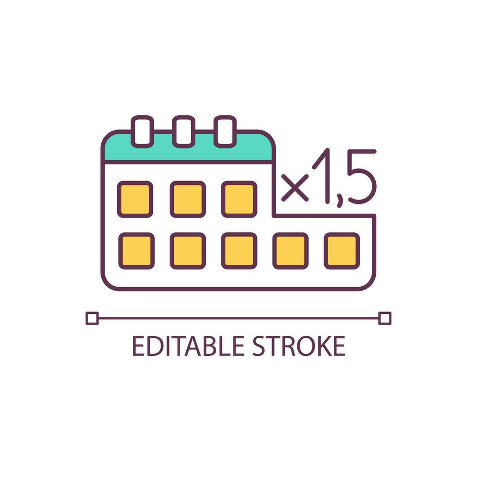 Enlarge time interval RGB color icon. Change deadline date. Deferment of customer payment. Isolated vector illustration. Simple filled line drawing. Editable stroke