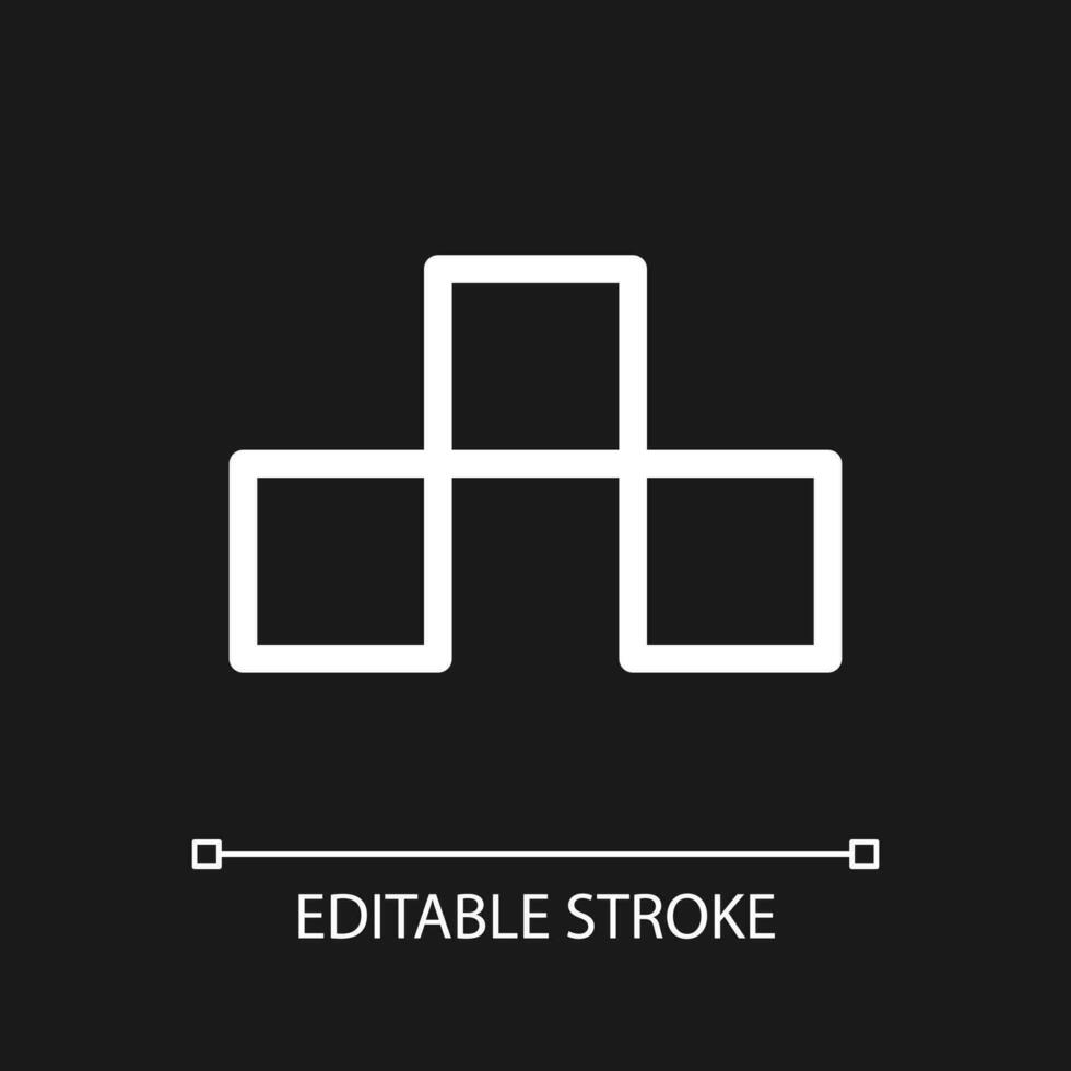 Taxicab checkers sign pixel perfect white linear ui icon for dark theme. Traditional taxi symbol. Vector line pictogram. Isolated user interface symbol for night mode. Editable stroke