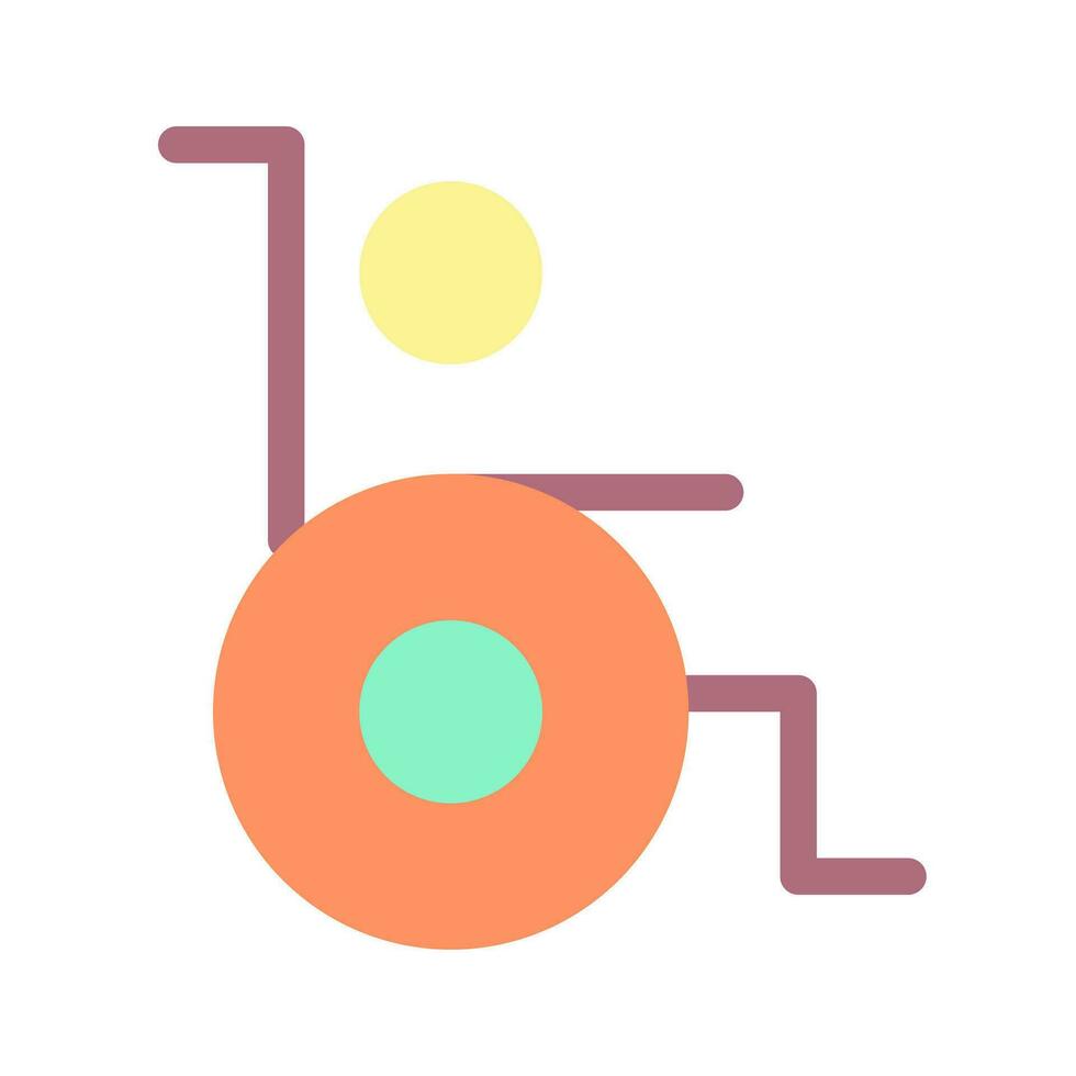 Person with disability flat color ui icon. Figure sitting in wheelchair. Inclusion program. Simple filled element for mobile app. Colorful solid pictogram. Vector isolated RGB illustration