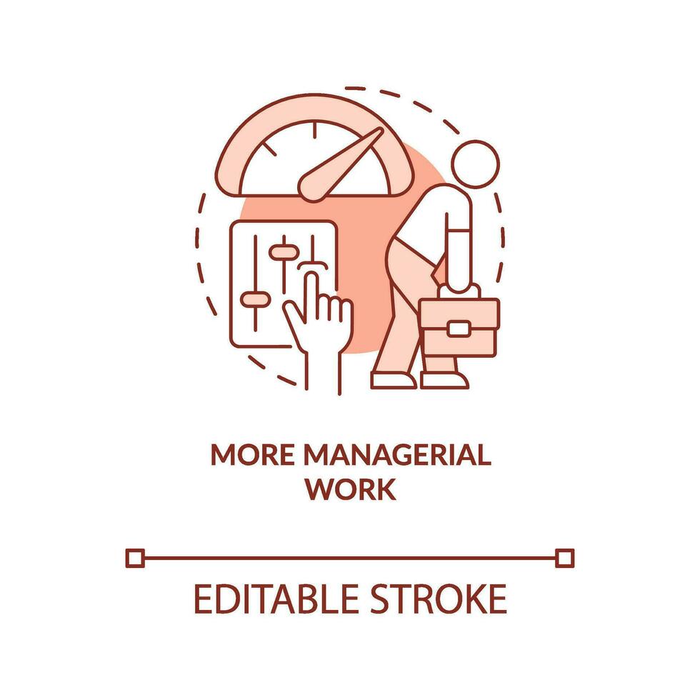 More managerial work terracotta concept icon. Outstaffing negative effect abstract idea thin line illustration. Isolated outline drawing. Editable stroke vector