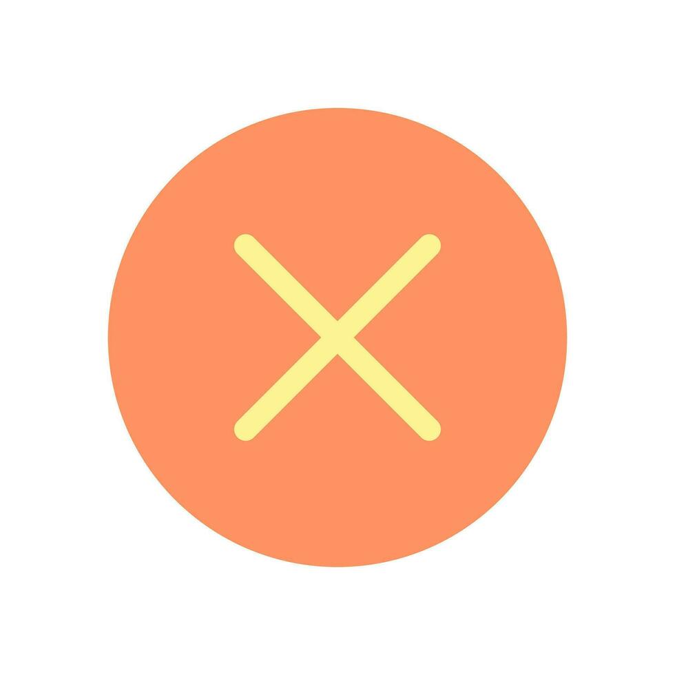 Cross in circle flat color ui icon. Cancel operation button. Customer choice on website. Simple filled element for mobile app. Colorful solid pictogram. Vector isolated RGB illustration