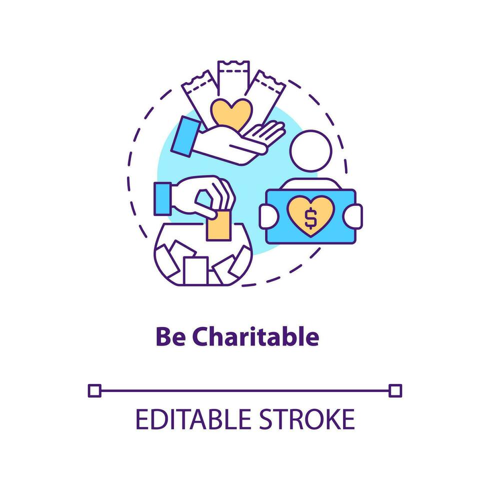 Use charitable involvement concept icon. Attract more customers to business tip abstract idea thin line illustration. Isolated outline drawing. Editable stroke vector