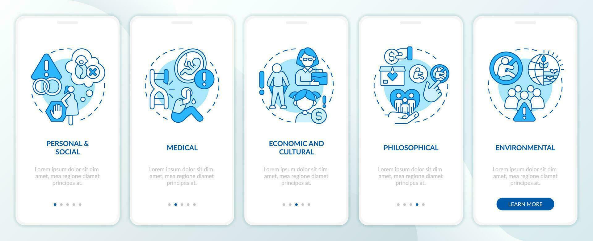 voluntario falta de hijos razones azul inducción móvil aplicación pantalla. recorrido 5 5 pasos editable gráfico instrucciones con lineal conceptos. ui, ux, gui modelo vector