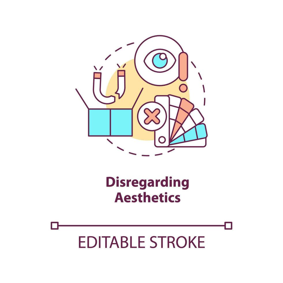 Disregarding aesthetics concept icon. Mistake to avoid when attracting customers abstract idea thin line illustration. Isolated outline drawing. Editable stroke vector