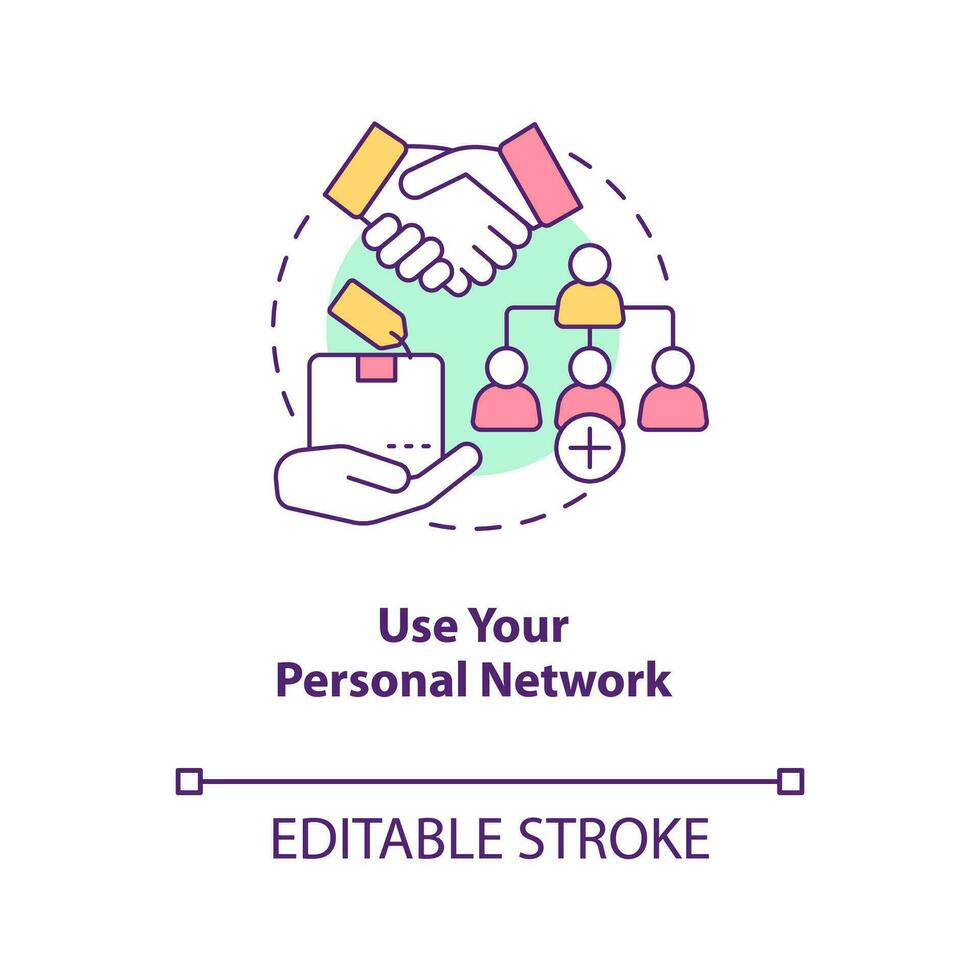 Use personal network concept icon. Startup launch. Landing first clients trick abstract idea thin line illustration. Isolated outline drawing. Editable stroke vector