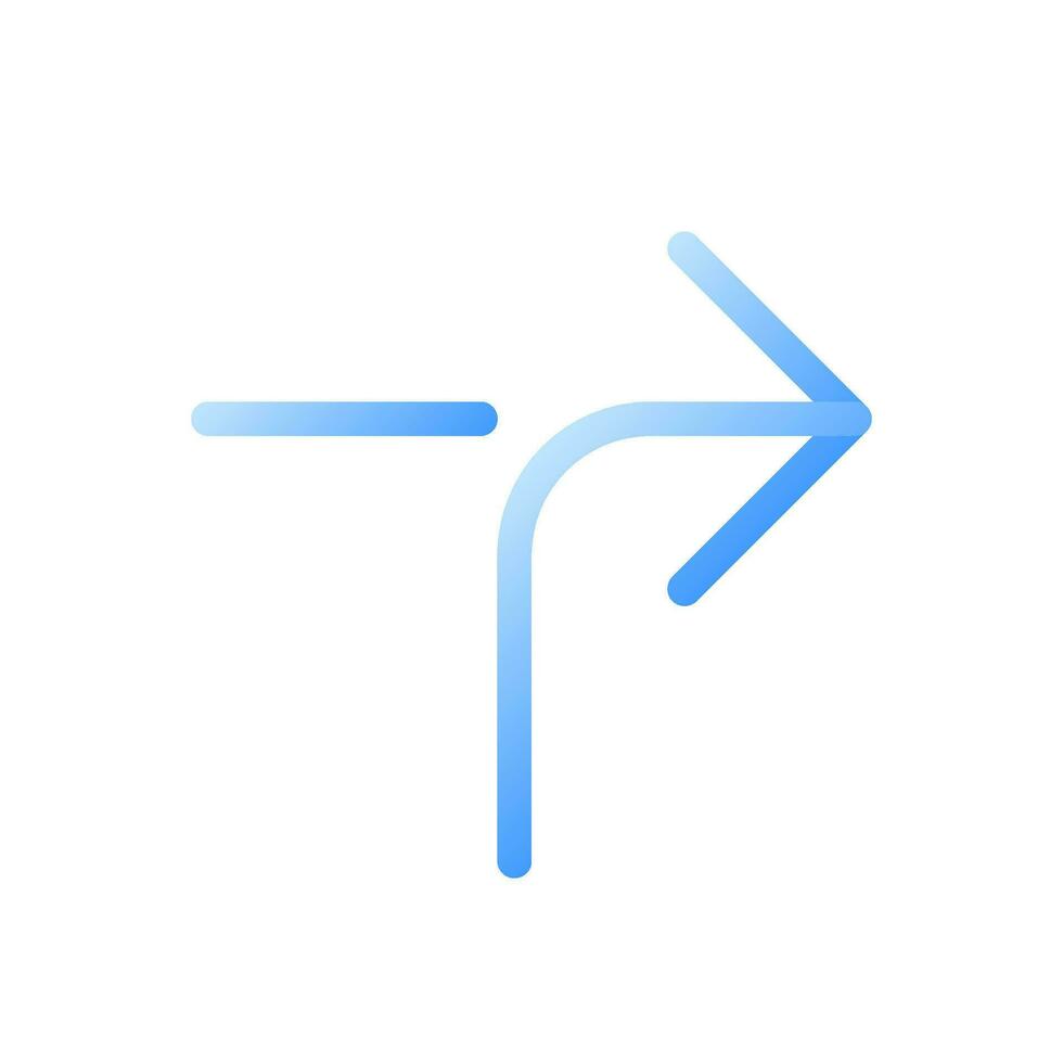 Right horizontal alignment sign flat gradient two-color ui icon. Road arrow. Finding route. Simple filled pictogram. GUI, UX design for mobile application. Vector isolated RGB illustration