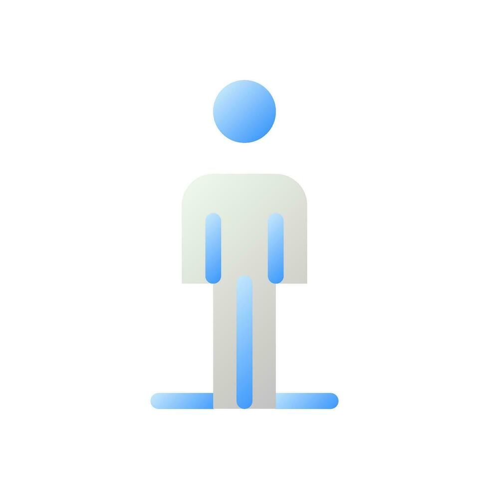 Standing pedestrian flat gradient two-color ui icon. Person waiting to cross road. GPS navigation. Simple filled pictogram. GUI, UX design for mobile application. Vector isolated RGB illustration