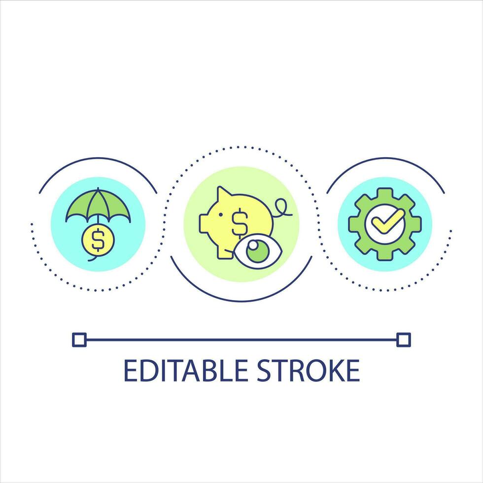Optimize financial system loop concept icon. Budget management. Saving money. Finance regulation abstract idea thin line illustration. Isolated outline drawing. Editable stroke vector