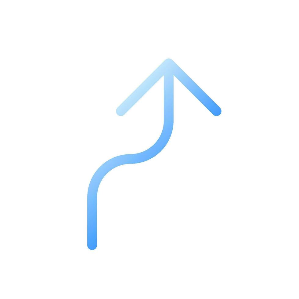 Right reverse turn flat gradient two-color ui icon. Follow direction arrow. Road sign. Finding route. Simple filled pictogram. GUI, UX design for mobile application. Vector isolated RGB illustration