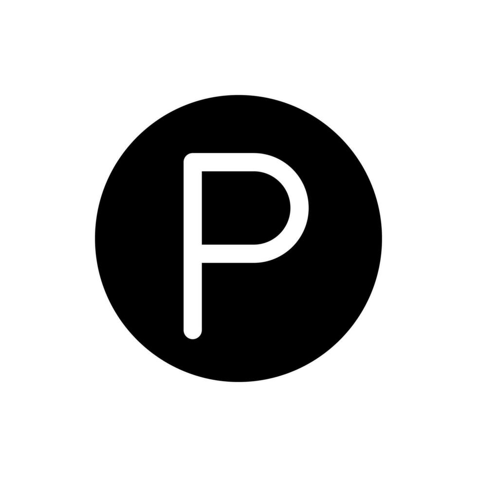 Parking location black glyph ui icon. Find garage. GPS navigation. Search on map. User interface design. Silhouette symbol on white space. Solid pictogram for web, mobile. Isolated vector illustration