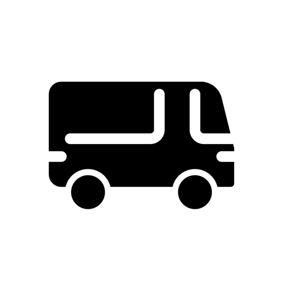 Bus black glyph ui icon. Public transport. Road vehicle. Carrying passengers. User interface design. Silhouette symbol on white space. Solid pictogram for web, mobile. Isolated vector illustration