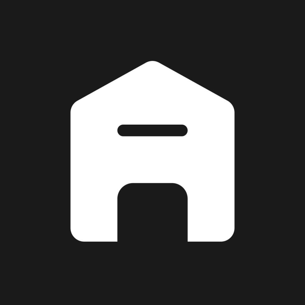 Delete address dark mode glyph ui icon. Change information online. User interface design. White silhouette symbol on black space. Solid pictogram for web, mobile. Vector isolated illustration