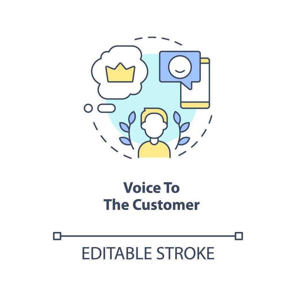 Voice to customer concept icon. Loyal client reviews purpose abstract idea thin line illustration. Relationship with brand. Isolated outline drawing. Editable stroke vector