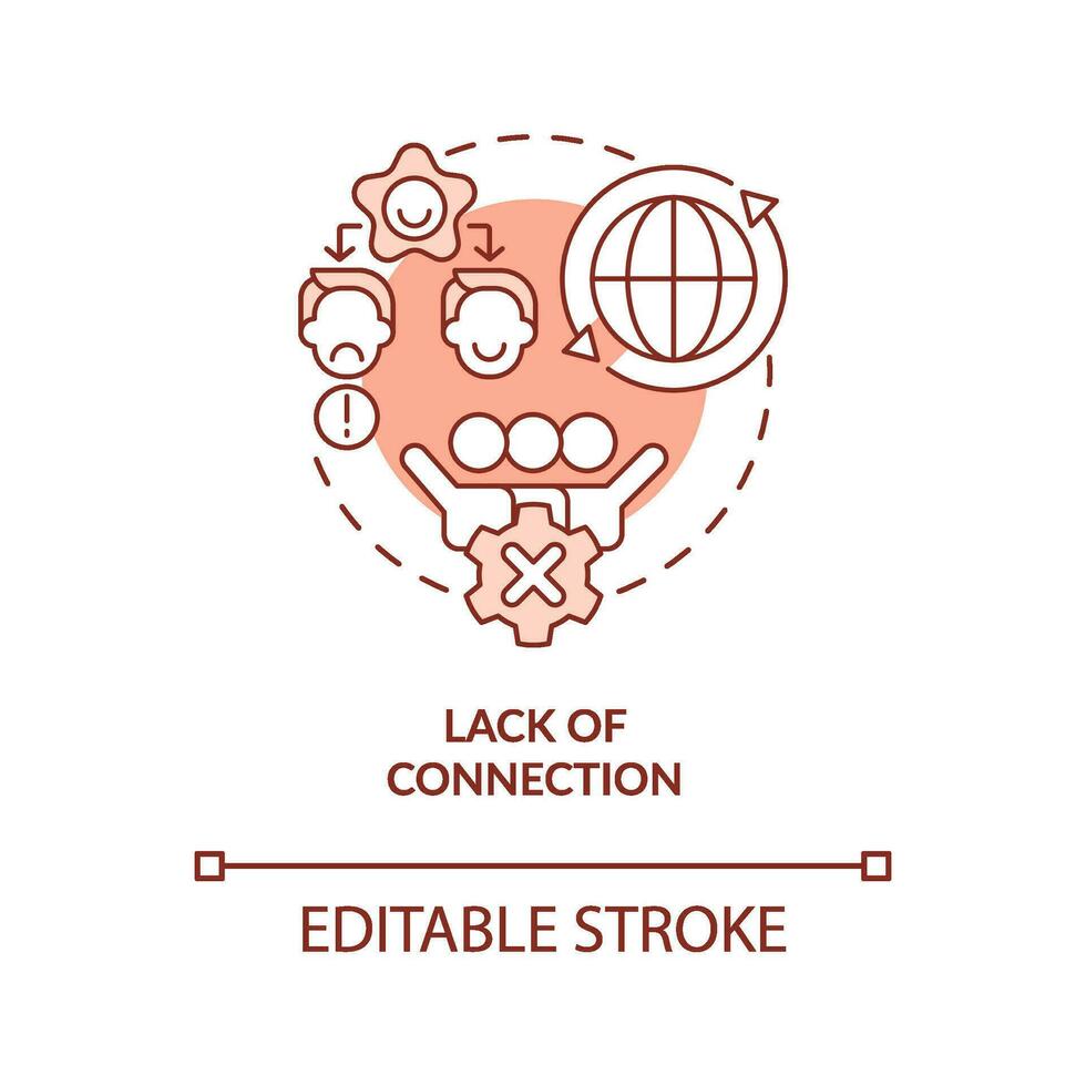 Lack of connection terracotta concept icon. Problem with outsourcing abstract idea thin line illustration. Relationships. Isolated outline drawing. Editable stroke vector
