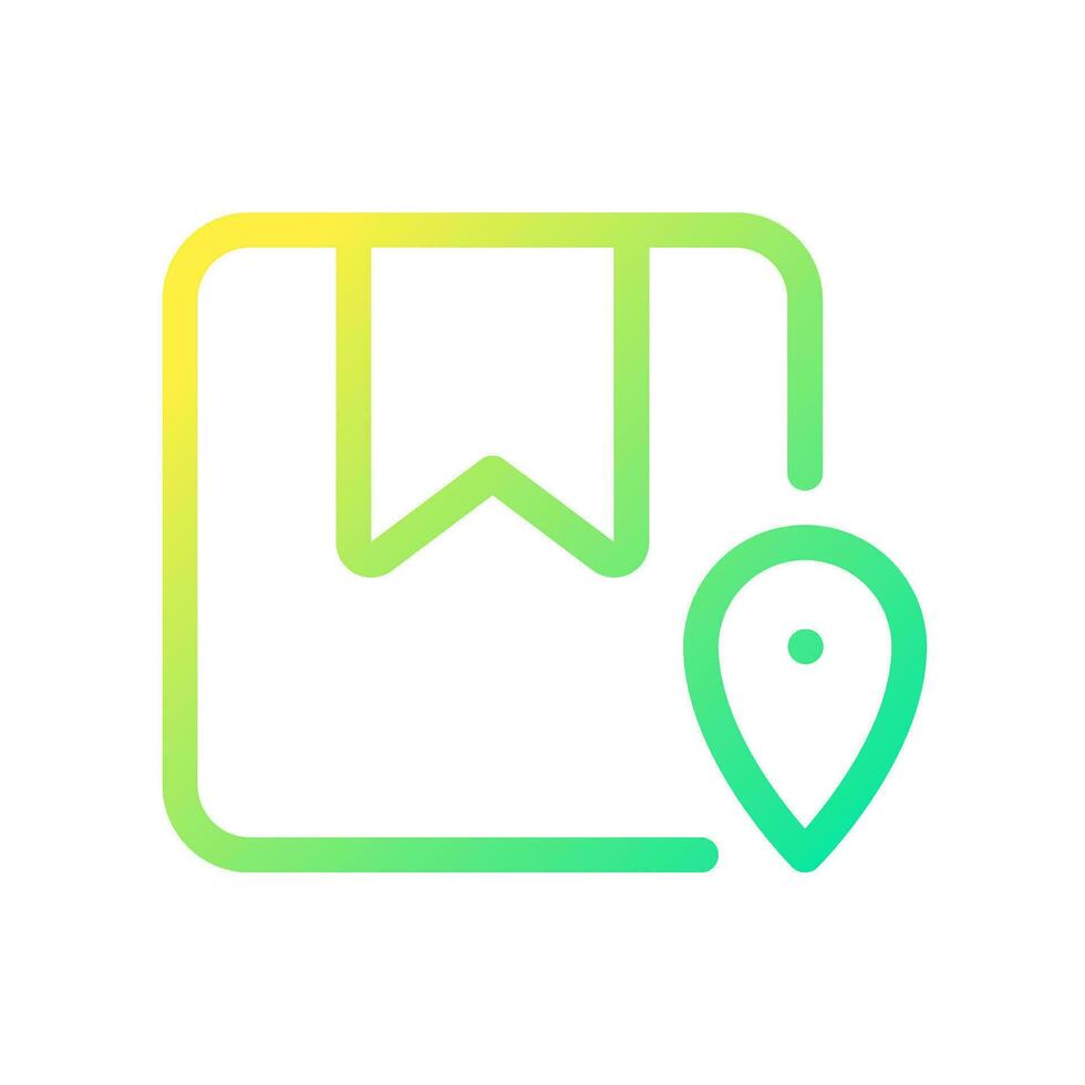 Track parcel pixel perfect gradient linear ui icon. Find order. Address. Location pin and box Line color user interface symbol. Modern style pictogram. Vector isolated outline illustration