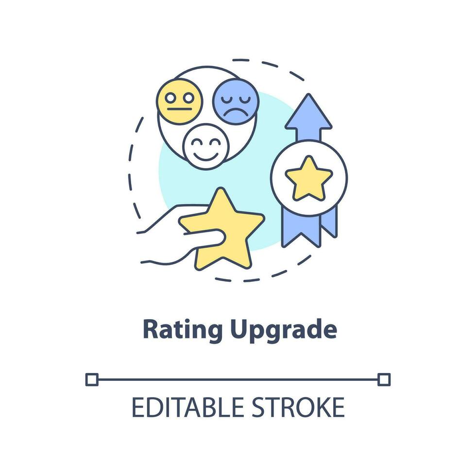 Rating upgrade concept icon. Company trustworthiness. Importance of online reviews abstract idea thin line illustration. Isolated outline drawing. Editable stroke vector