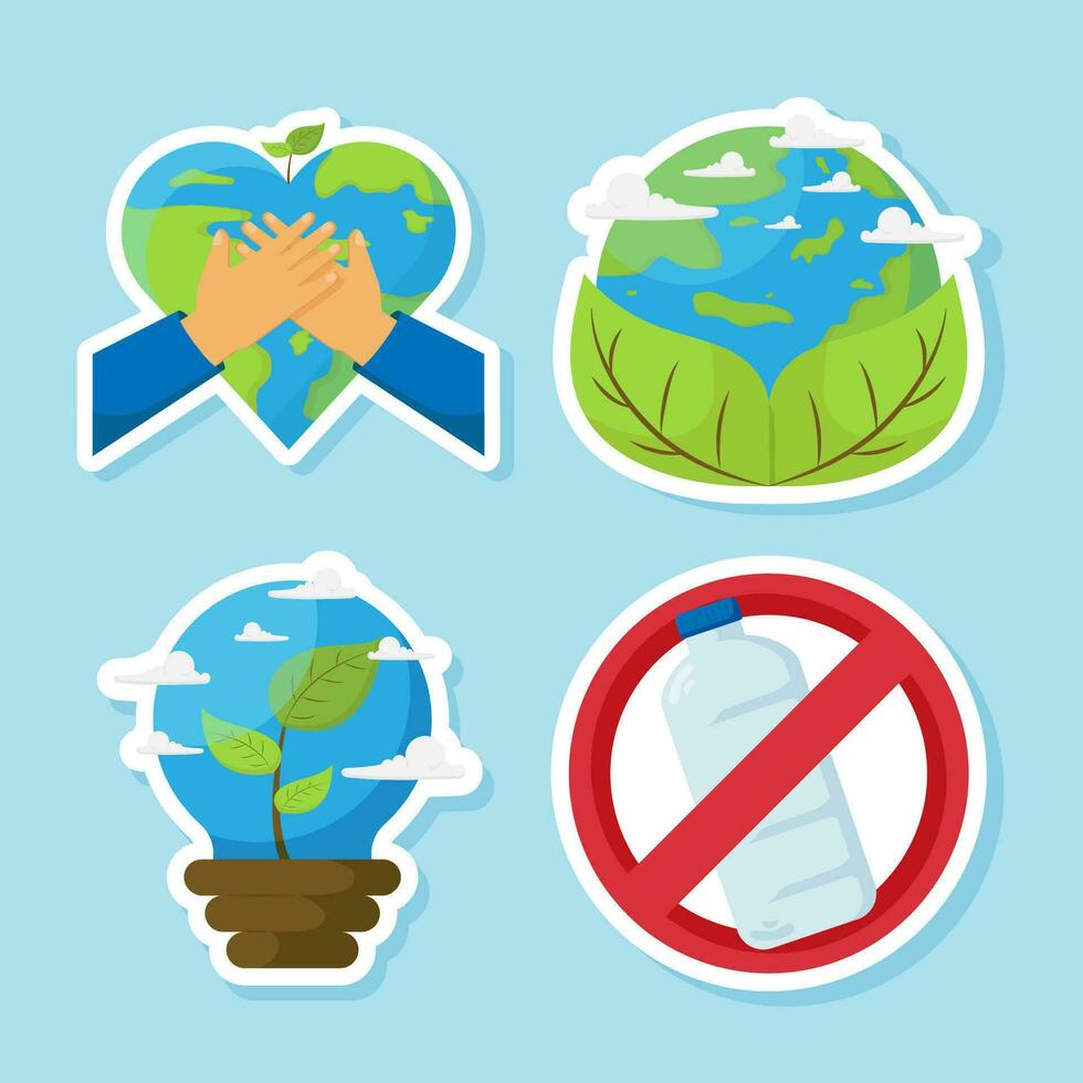 Collection of Earth Day Elements in Flat Illustration vector