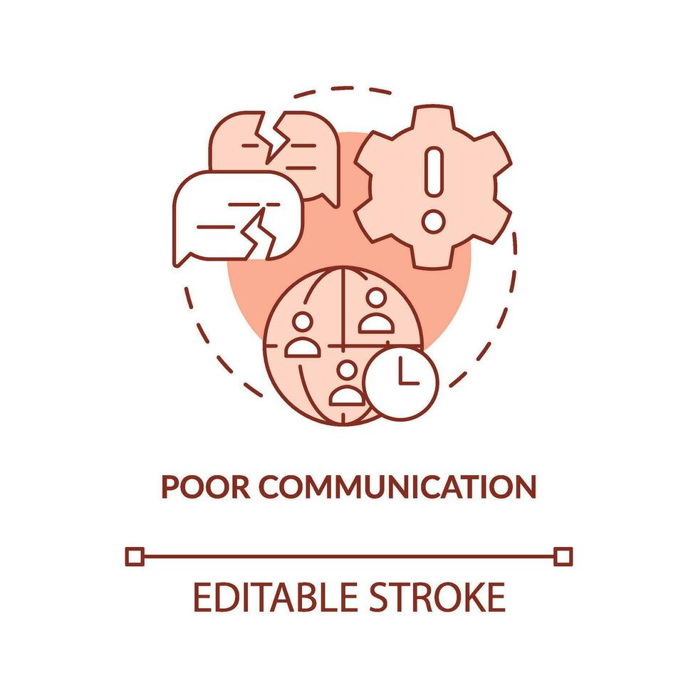 Poor communication terracotta concept icon. Outstaffing drawback abstract idea thin line illustration. Miscommunication. Isolated outline drawing. Editable stroke vector