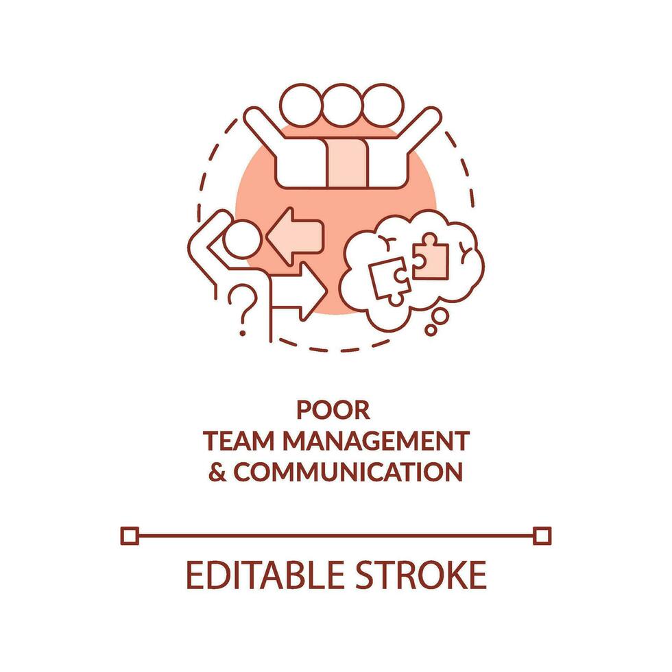 Poor team management and communication terracotta concept icon. Outsourcing drawback abstract idea thin line illustration. Isolated outline drawing. Editable stroke vector