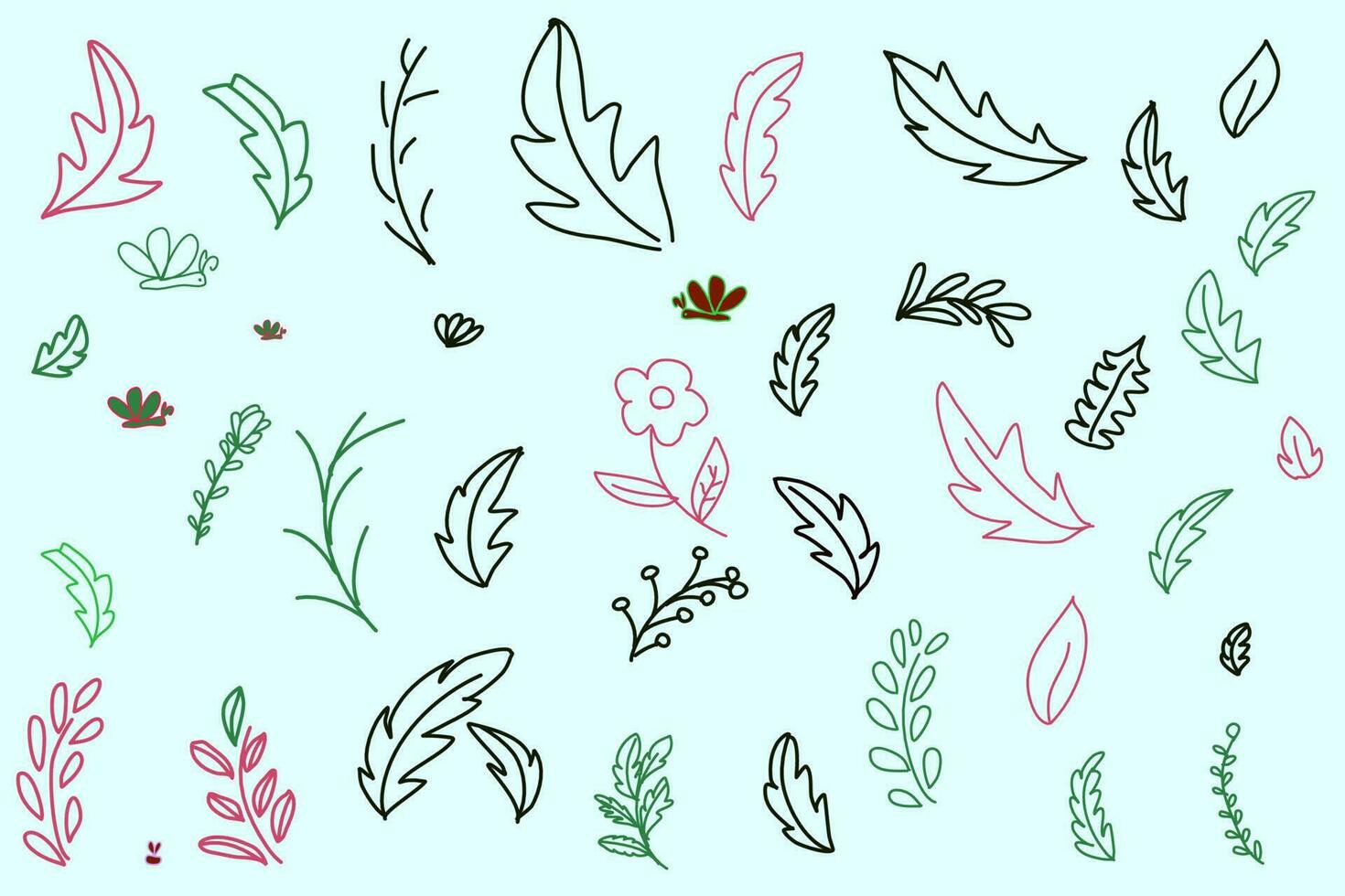 line drawings, leaves, various forms For making gift wrapping paper, patterns on socks, bed sheets, pillow cases, scarves, clothing patterns, bags, handkerchiefs Or make book covers, curtains, pattern vector