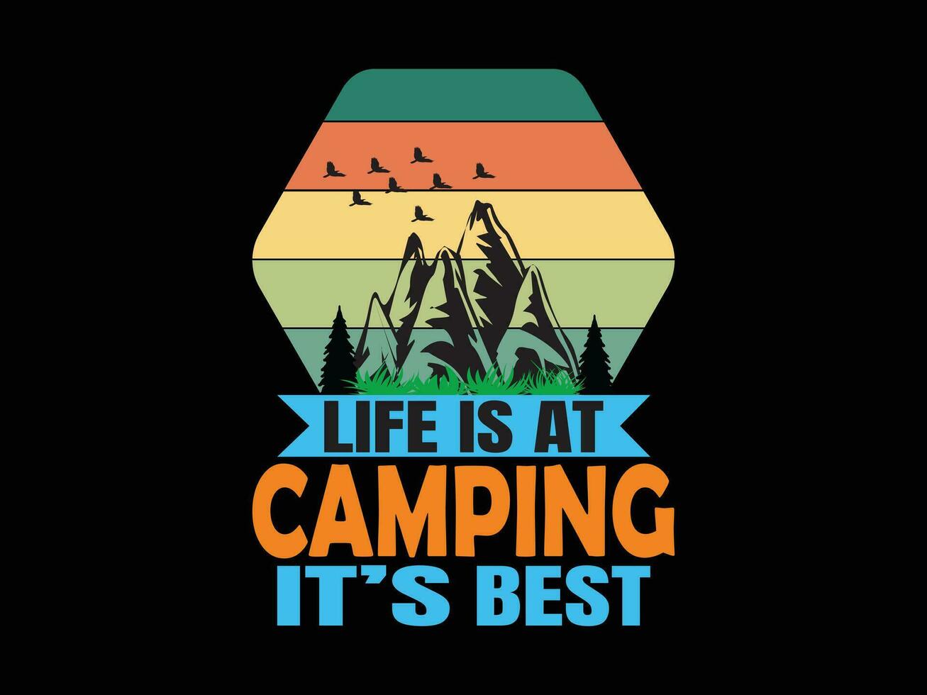 Summer t-shirt and apparel trendy design with palm trees silhouettes, typography, print, vector illustration. Hiking , Camping