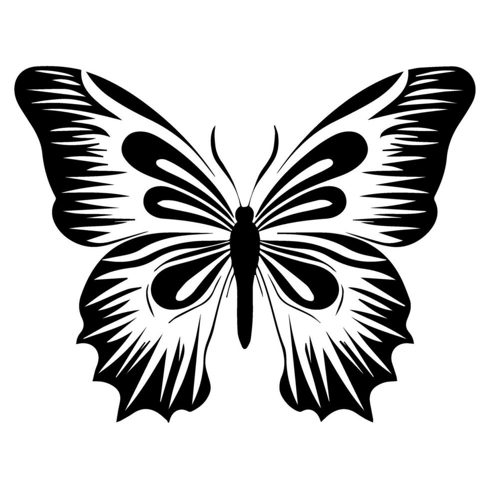 butterfly tattoo totem vector icon, illusions pattern wings.