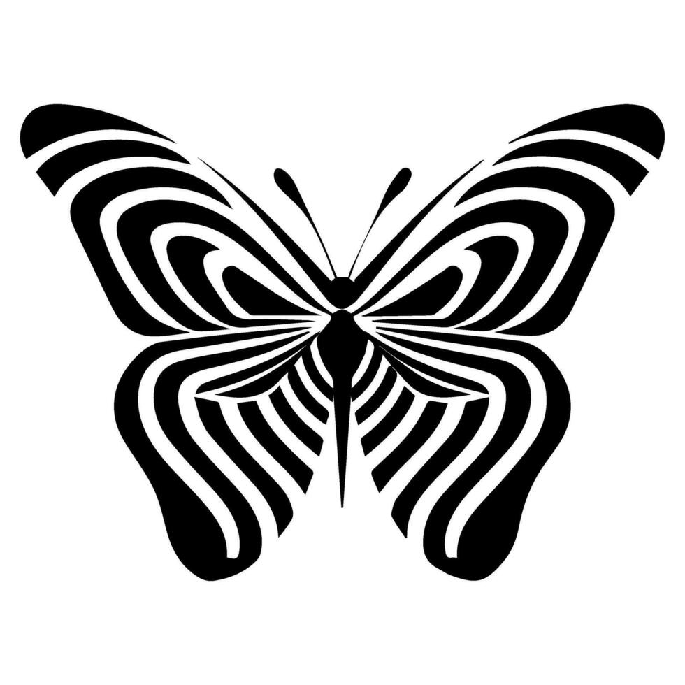 mariposa tatuaje tótem vector icono, ilusiones modelo alas.