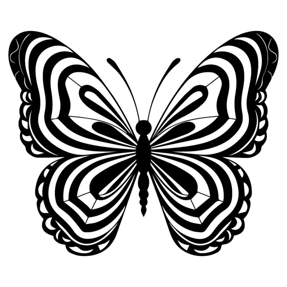 mariposa tatuaje tótem vector icono, ilusiones modelo alas.